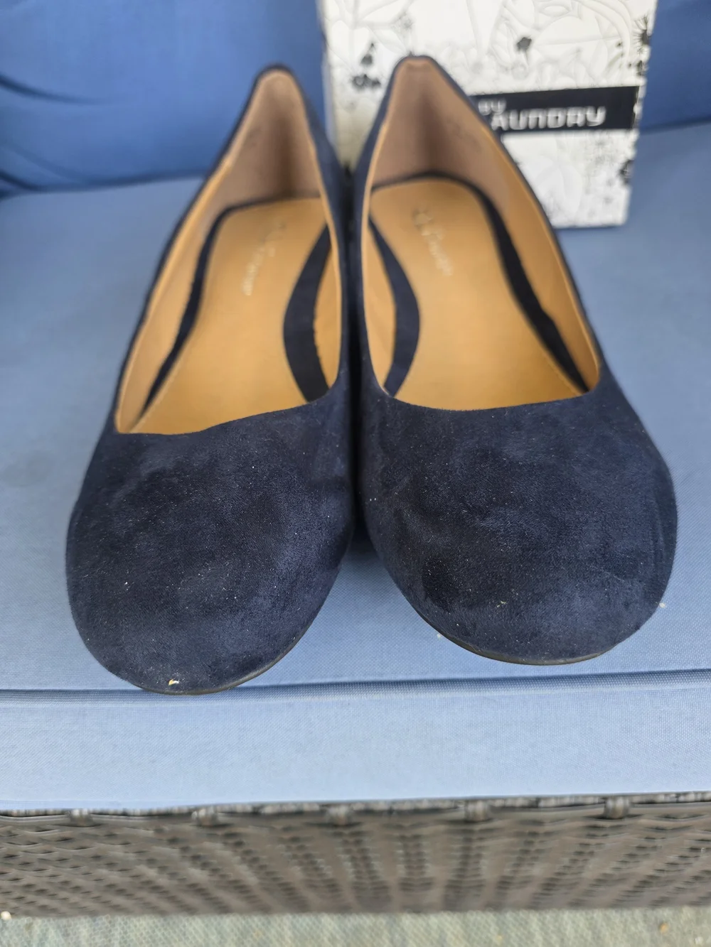 CL by Laundry Navy Suede Wedge Heels New In Box. Size 9.5 Office Chic Comfycore